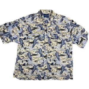 Wrangler Button Up Pearl Snap Mens Size XL / 2XL VTG Blue Horse Print Western